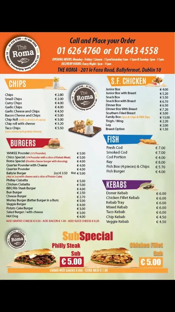 Menu_The Roma Take Away Ballyfermot_Ballyfermot_image_1