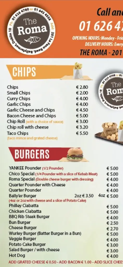 Menu_The Roma Take Away Ballyfermot_Ballyfermot_image_4
