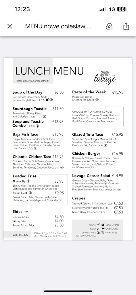 Menu_Lovage at the Gate Lodge Cafe_Boyle_image_4