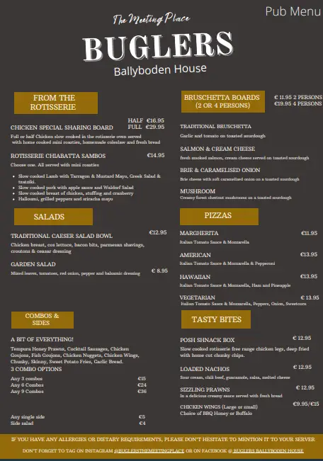 Menu_Buglers Ballyboden House_Ballyboden_image_1
