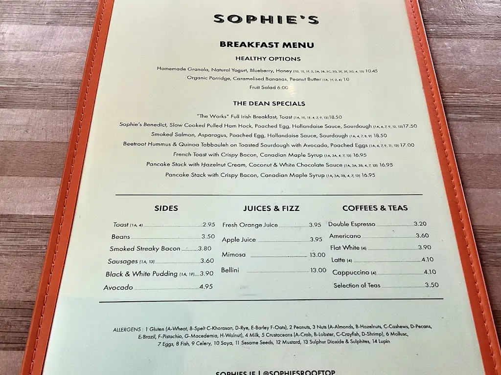 Menu_Sophie’s Rooftop Restaurant, Terrace & Bar_Ballyboden_image_1