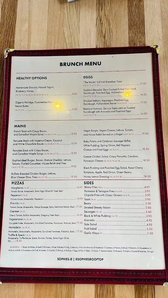 Menu_Sophie’s Rooftop Restaurant, Terrace & Bar_Ballyboden_image_2