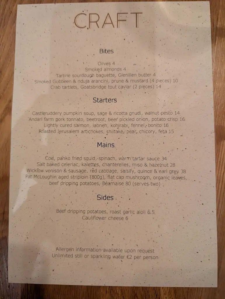 Menu_Craft Restaurant_Ballyboden_imagen_1