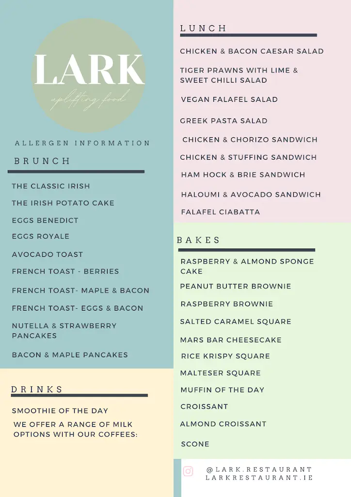 Menu_Lark Cafe Restaurant_Ballyboden_image_1