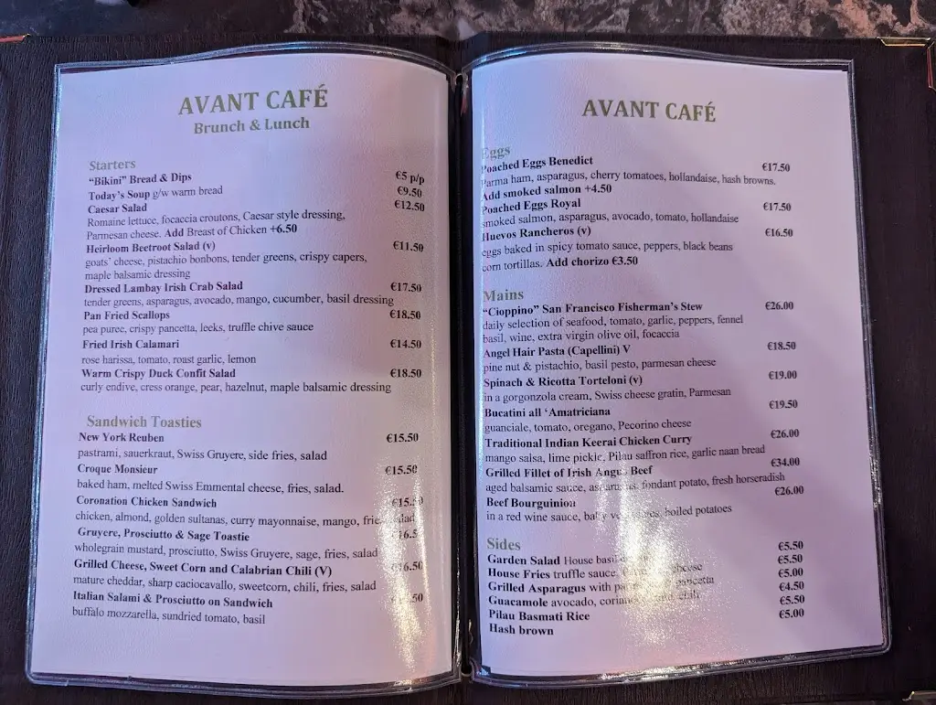 Menu_Avant Cafe/Restaurant_Ballyboden_immagine_1