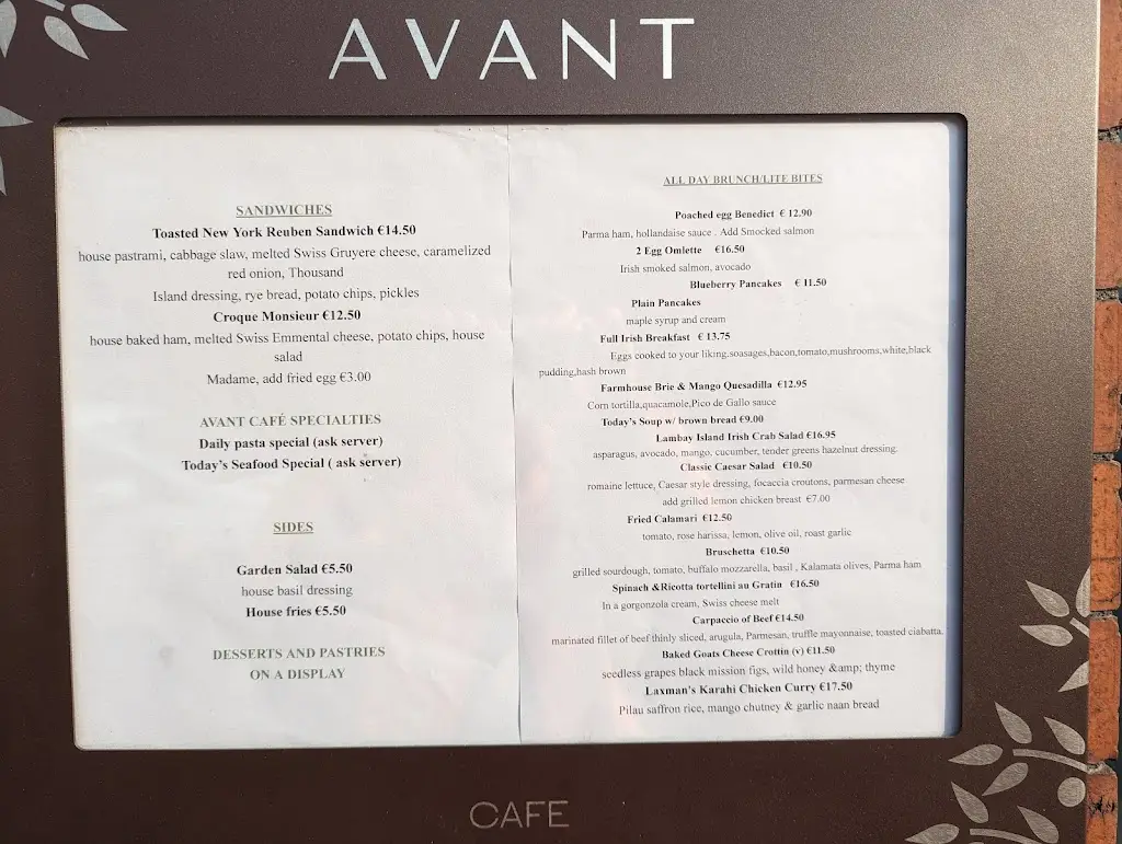 Menu_Avant Cafe/Restaurant_Ballyboden_immagine_3