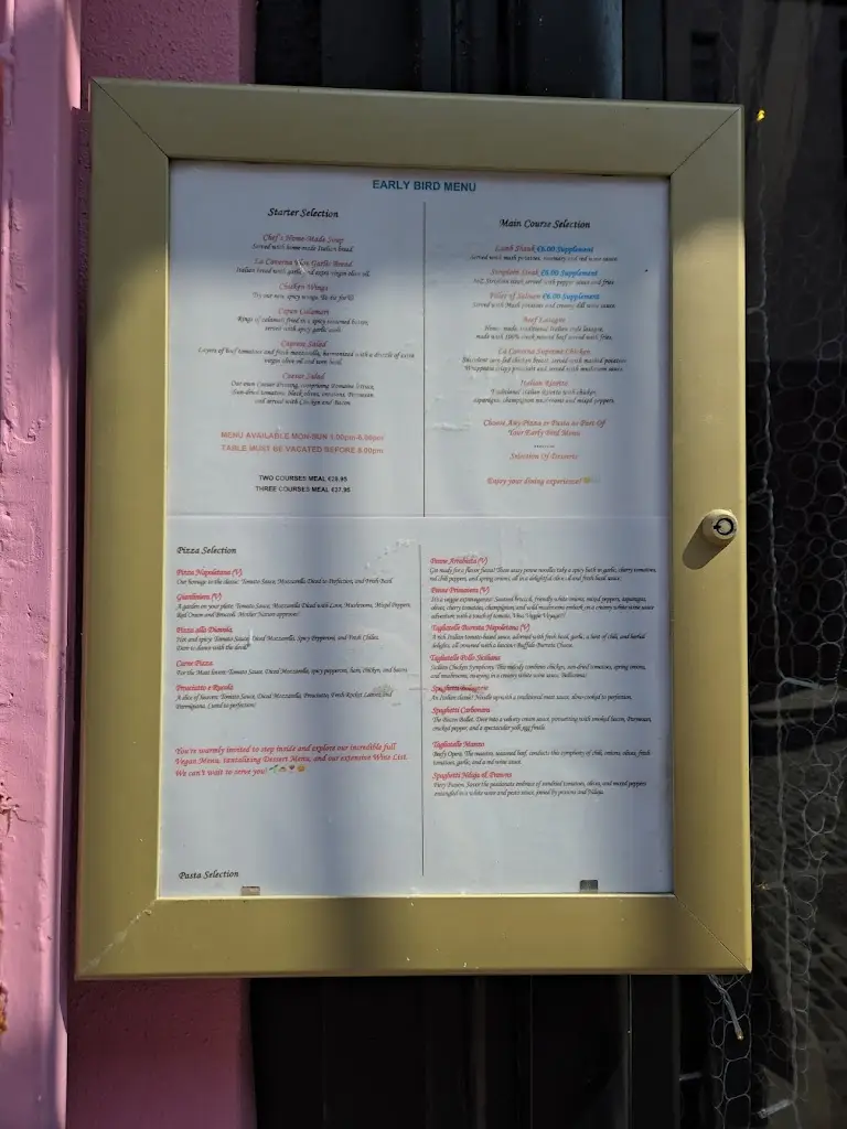 Menu_La Caverna Restaurant and Wine Bar_Ballyboden_imagen_1