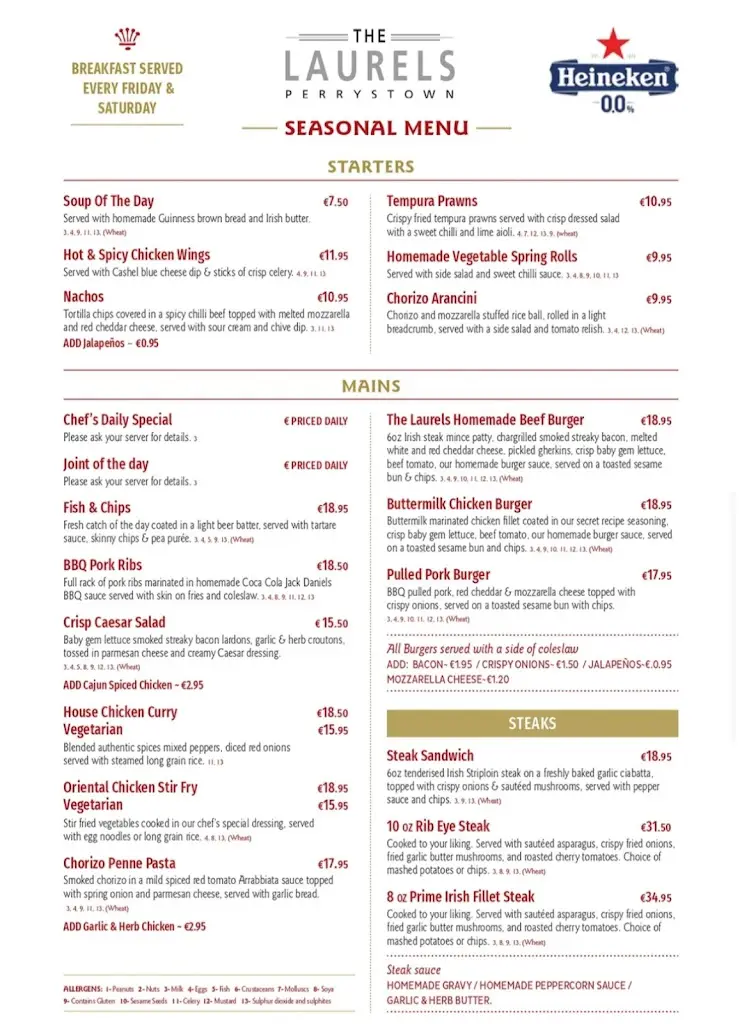 Menü_The Laurels Perrystown_Ballyboden_Bild_1