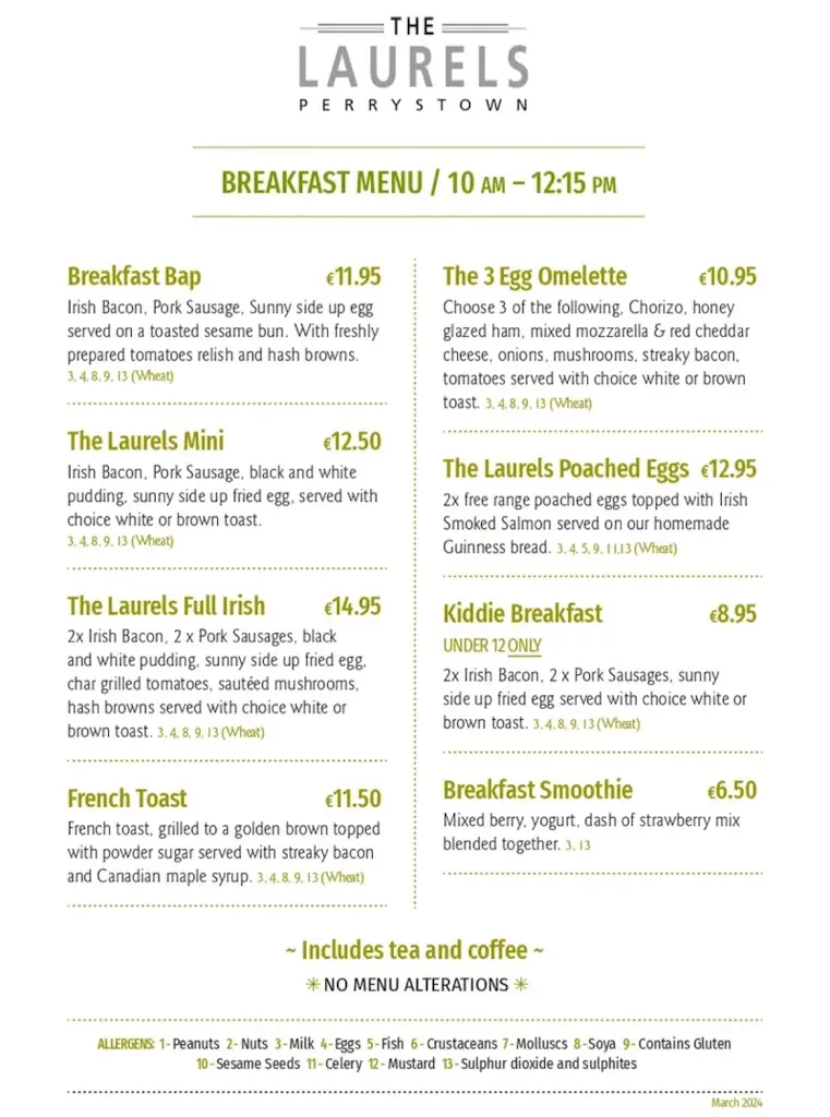 Menü_The Laurels Perrystown_Ballyboden_Bild_2