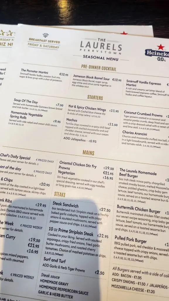Menü_The Laurels Perrystown_Ballyboden_Bild_3