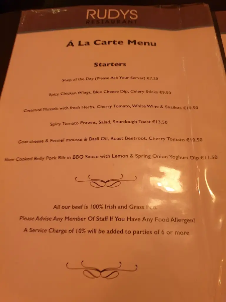 Menü_Rudys Restaurant_Blanchardstown_Bild_4