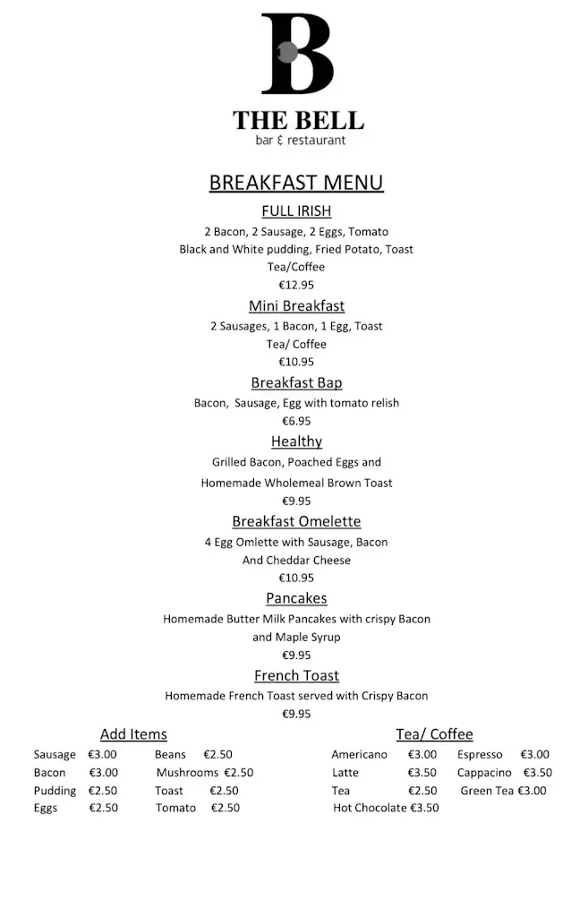 Menu_The Bell Bar & Restaurant_Blanchardstown_image_2