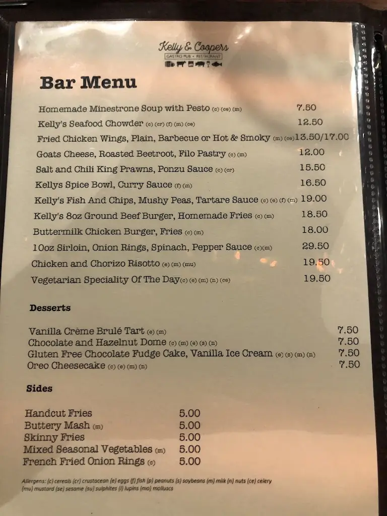 Menu_Kelly & Coopers_Blackrock_imagen_2