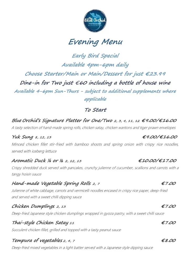 Menu_The Blue Orchid Restaurant_Blackrock_imagen_2