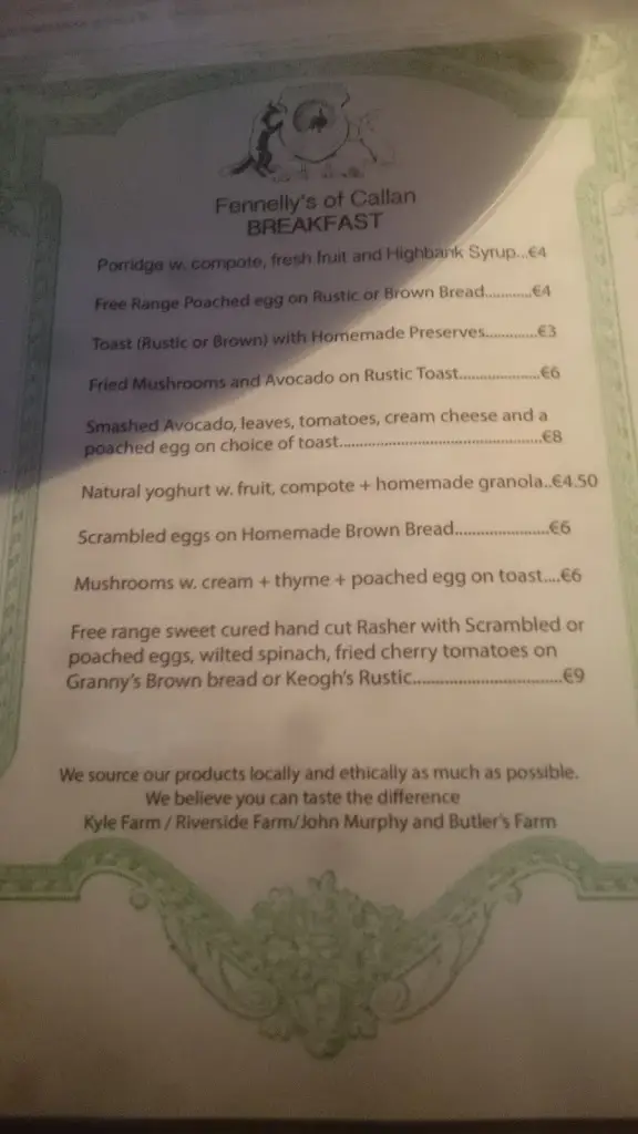 Menu_Fennellys of Callan_Callan_image_3