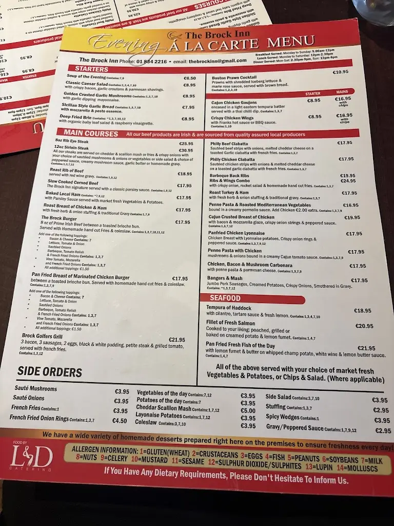 Menu_The Brock Inn Bar and Restaurant_Bonnybrook_image_1