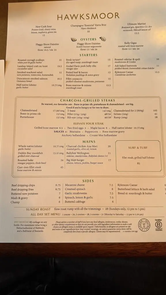 Menu_Hawksmoor Dublin_Bonnybrook_immagine_2