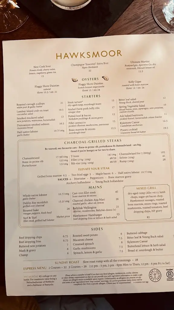 Menu_Hawksmoor Dublin_Bonnybrook_immagine_3