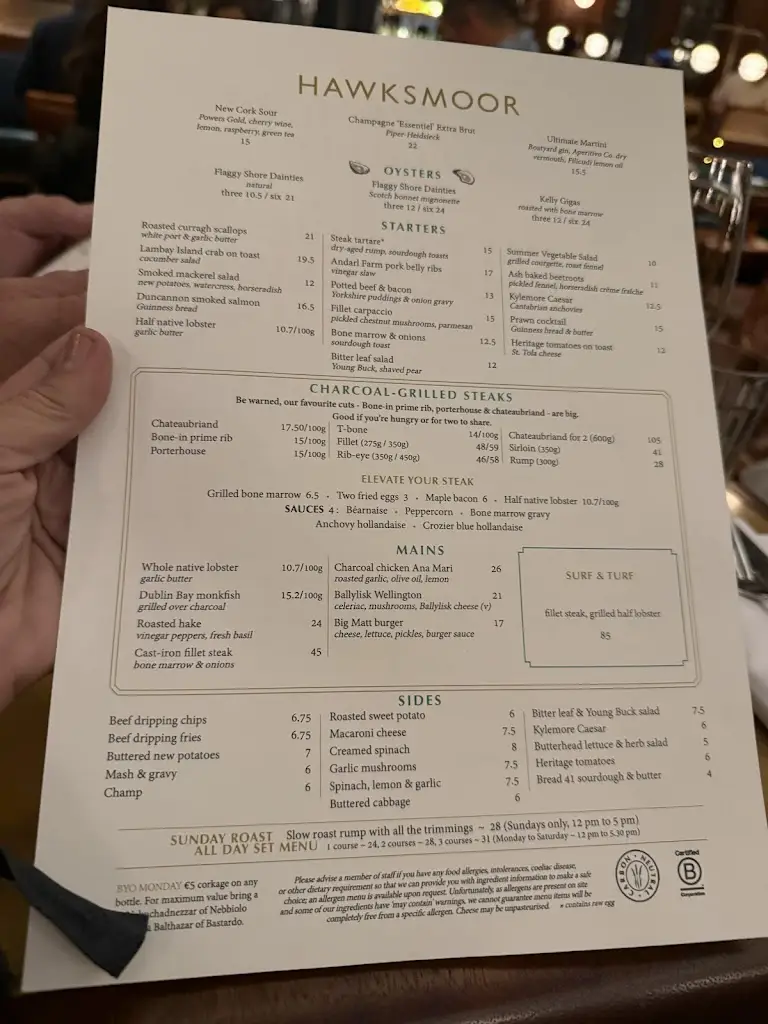 Menu_Hawksmoor Dublin_Bonnybrook_immagine_4