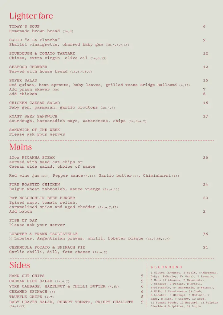 Menü_The Dunmore_Bonnybrook_Bild_1