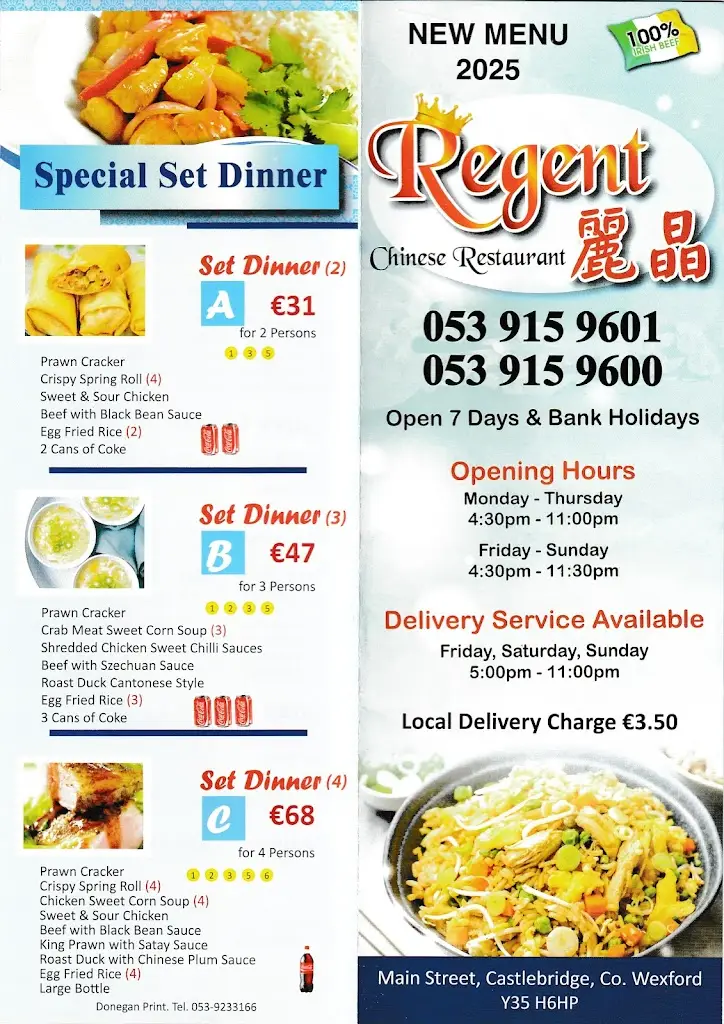 Menu_Regent Chinese Restaurant_Castlebridge_immagine_1