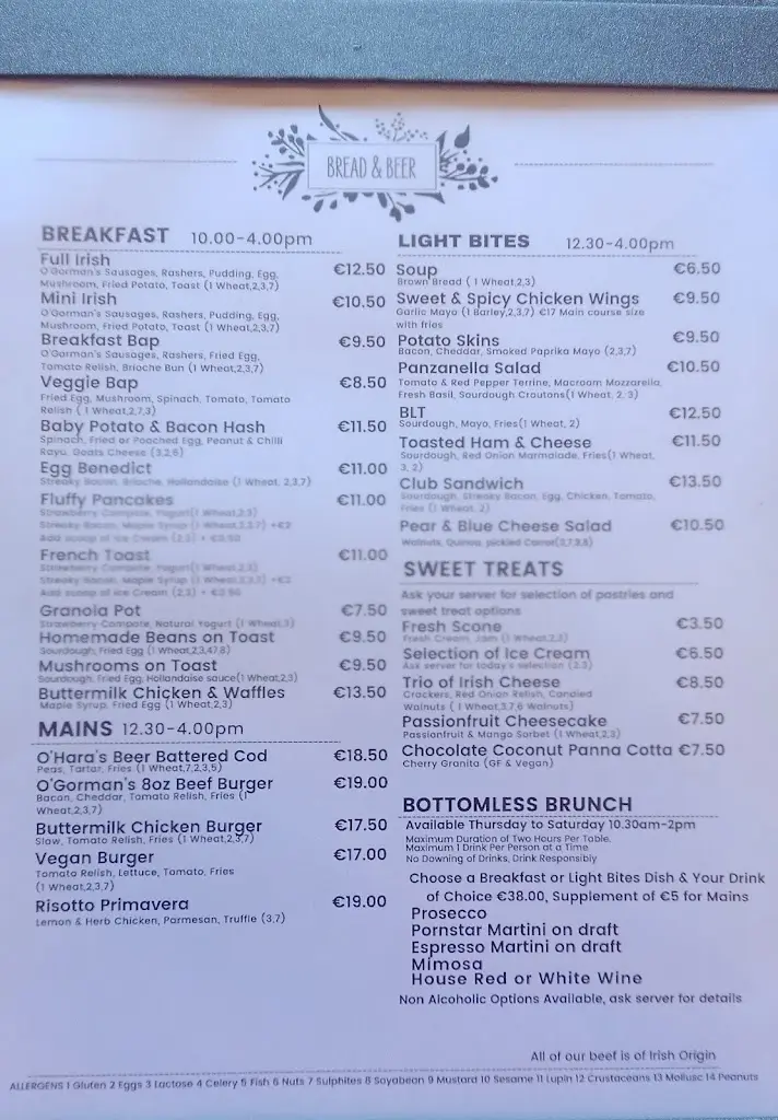 Menu_Bread and Beer_Castledermot_image_2