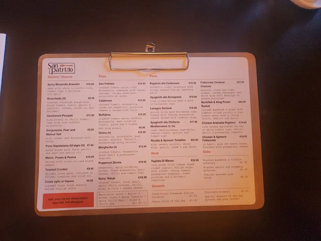 Menu_San Patrizio Italian Blessington_Blessington_image_2