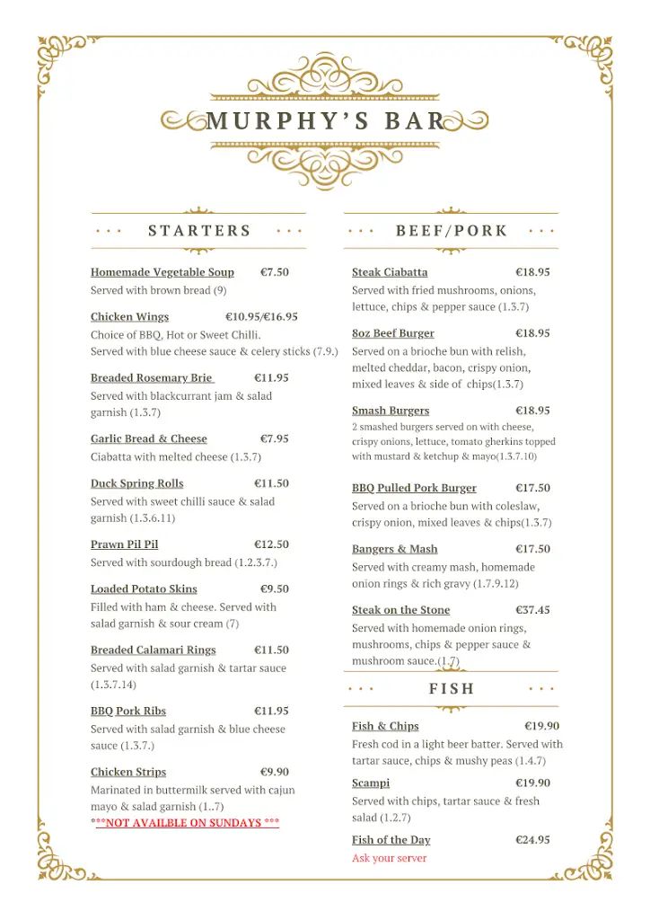Menu_Murphys Bar_Blessington_image_2