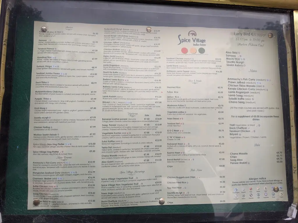 Menu_Spice Village Indian Restaurant_Blessington_image_1