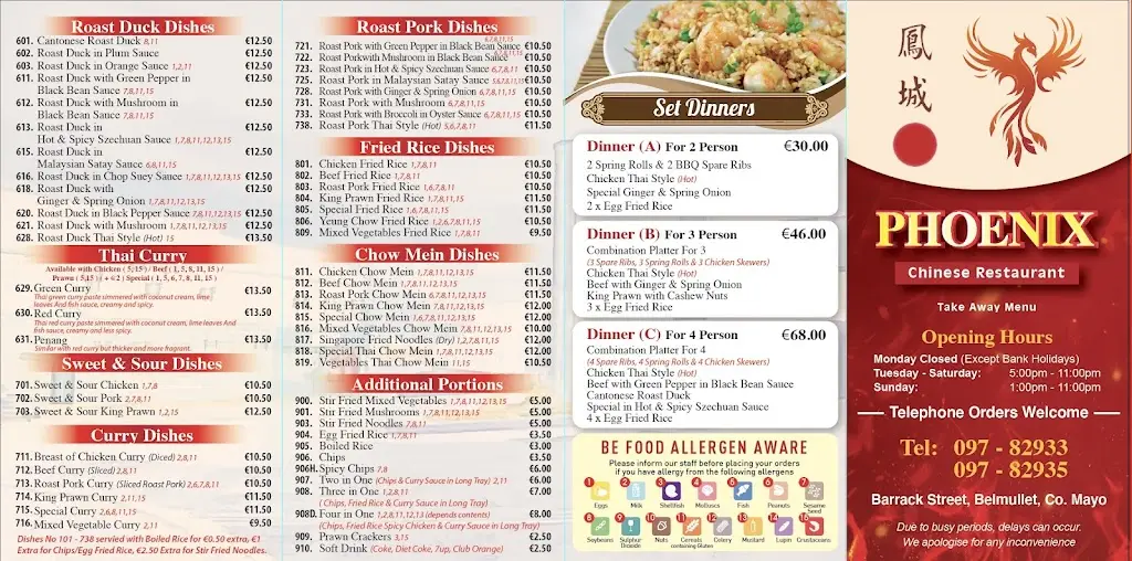 Menu_Phoenix Chinese Restaurant_Belmullet_image_1