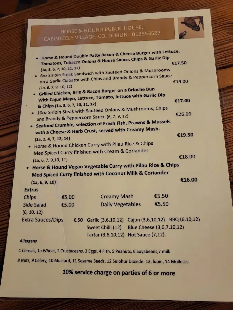 Menu_The Horse and Hound_Cabinteely_image_2