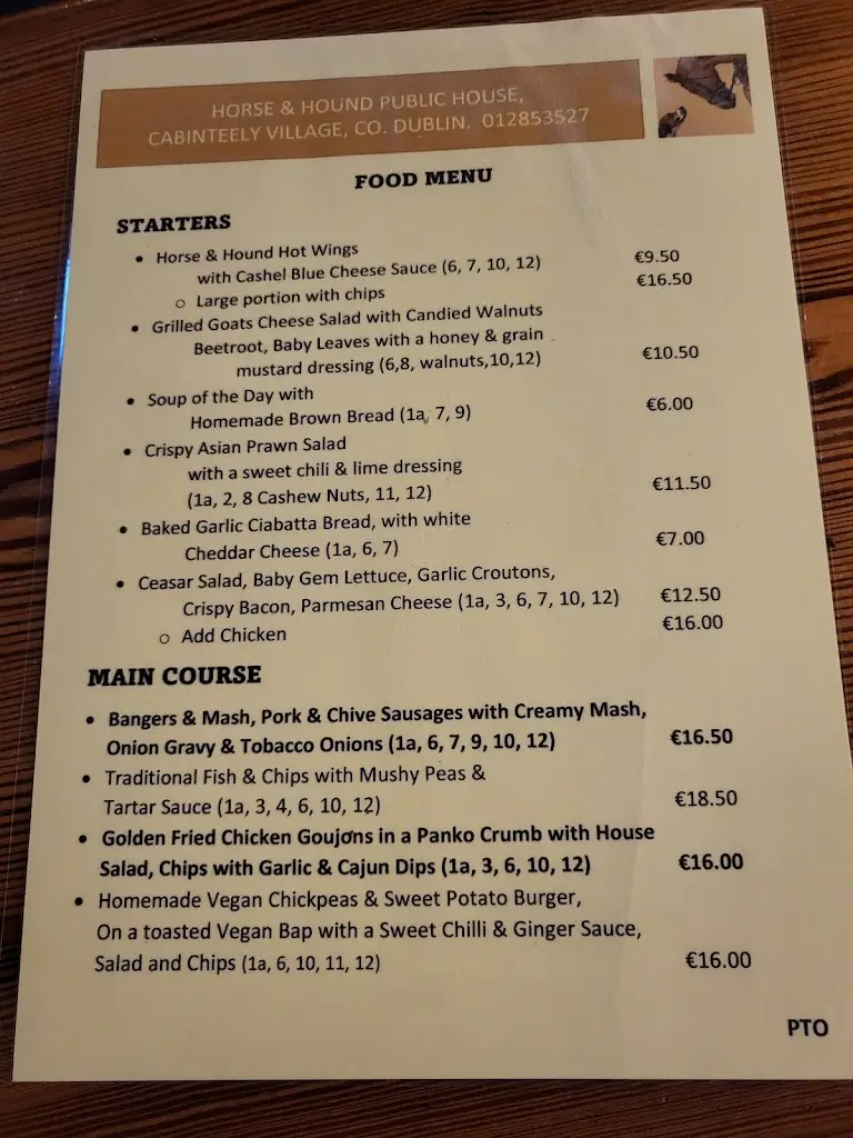 Menu_The Horse and Hound_Cabinteely_image_3