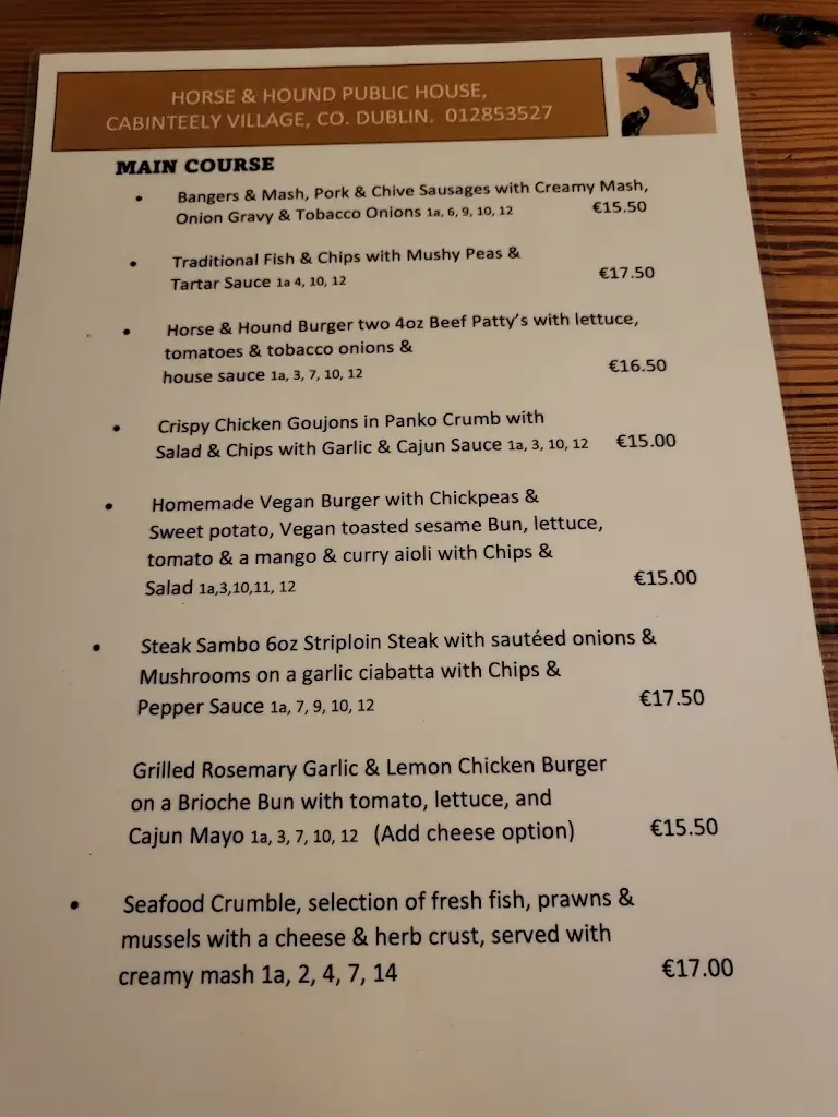 Menu_The Horse and Hound_Cabinteely_image_4