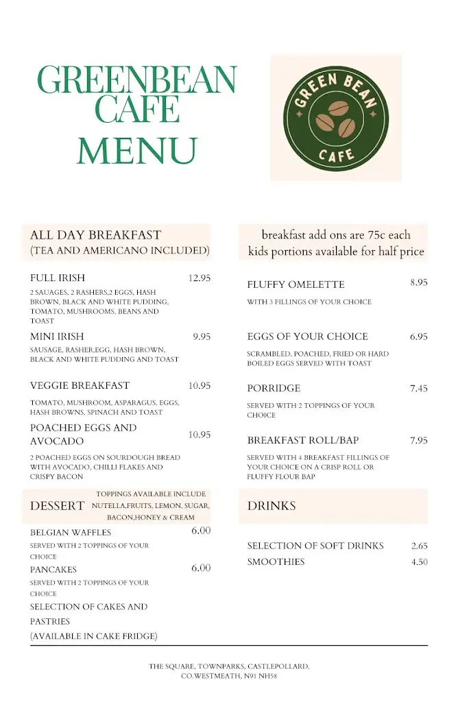 Menu_Greenbean cafe_Castlepollard_imagen_1