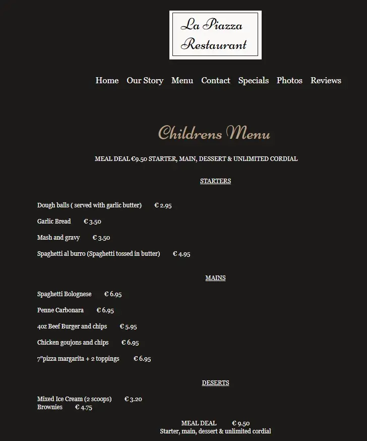 Menu_La Piazza Restaurant_Bray_immagine_2