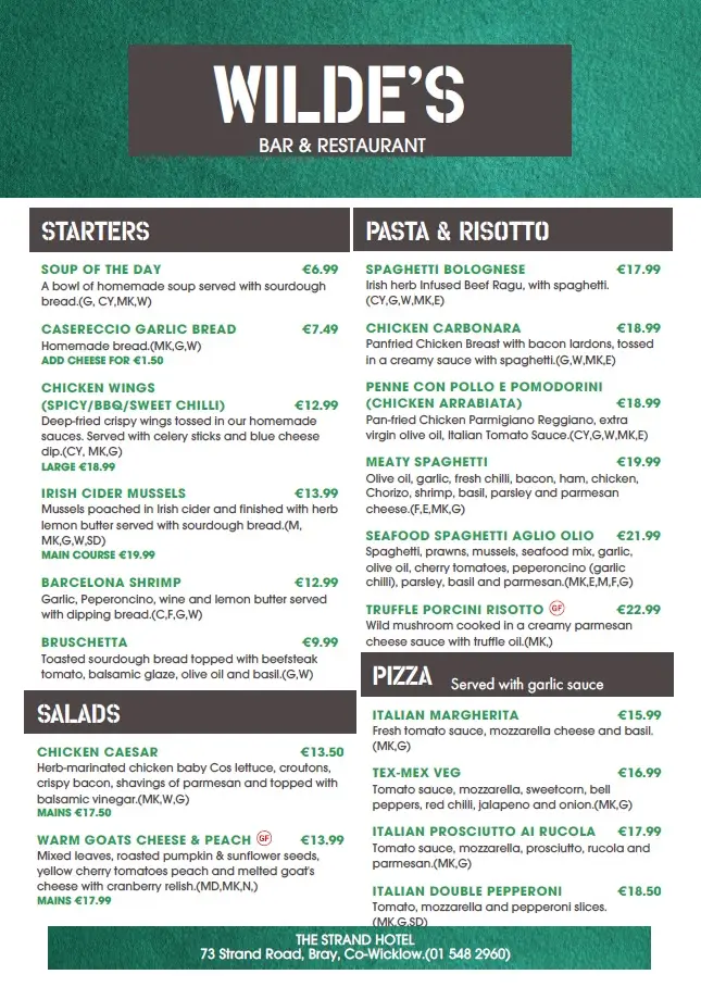 Menu_Wilde's Bar & Restaurant Gastro Pub_Bray_image_3