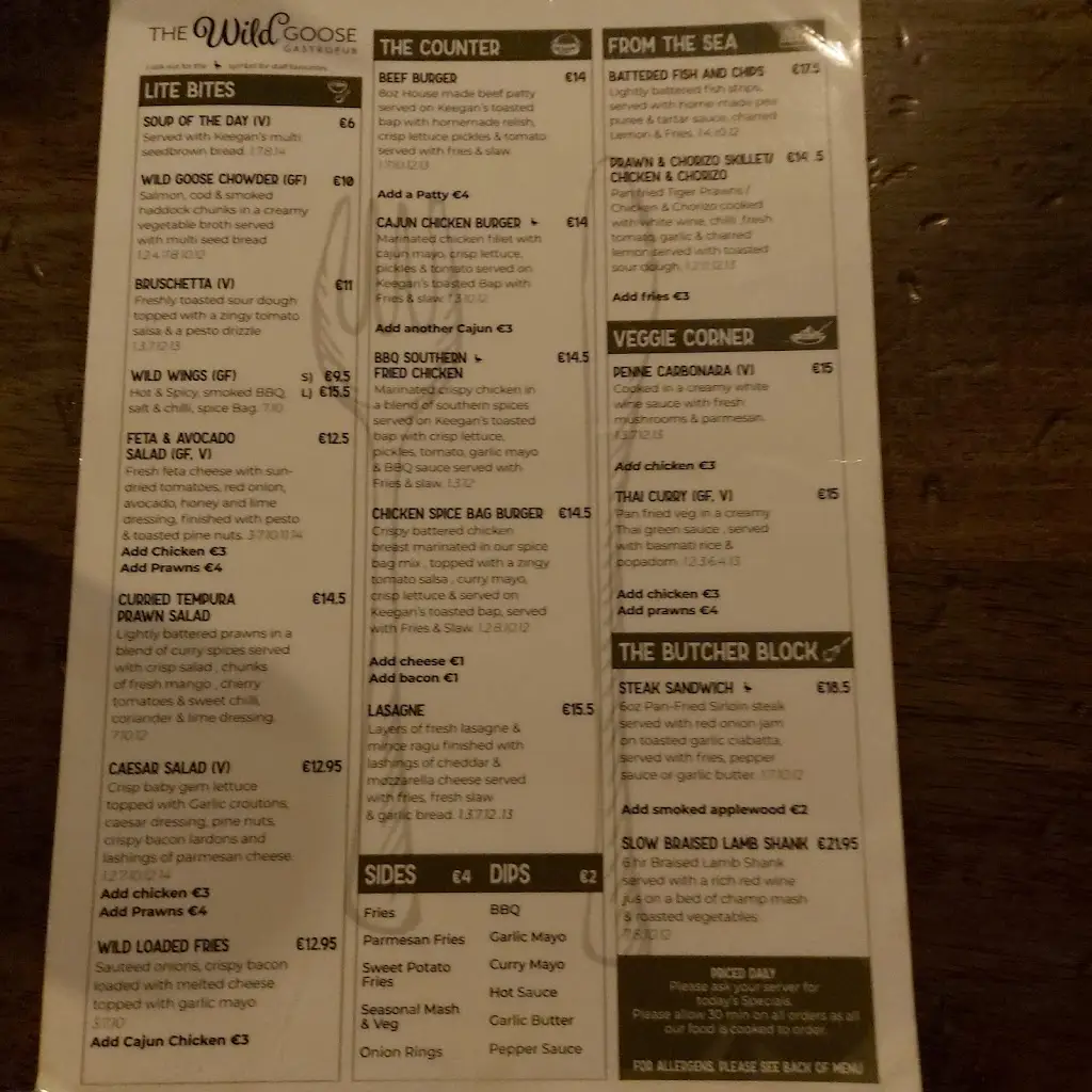Menu_The Wild Goose_Bray_image_3