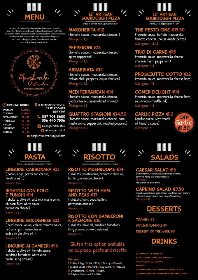 Menu_Margherita Bistro_Castlecomer_image_4