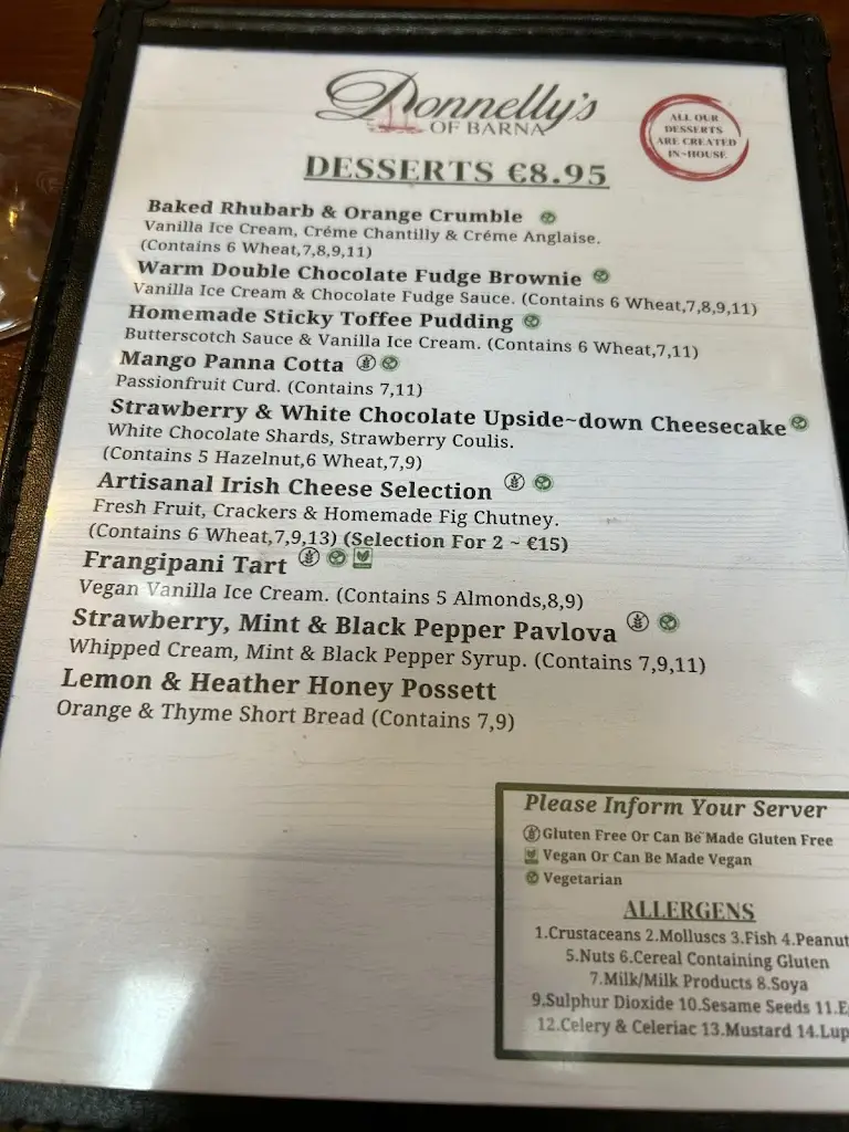 Menu_Donnelly's of Barna_Bearna_image_4