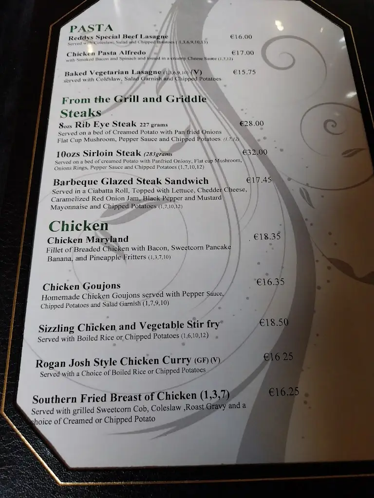 Menu_Reddys of Carlow_Carlow_image_1