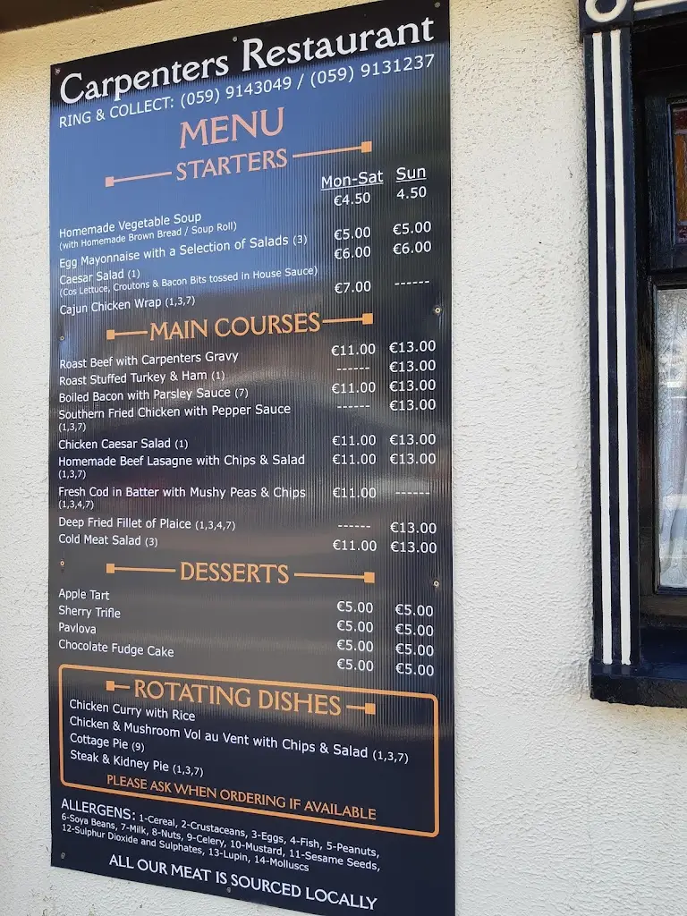 Menu_Carpenters Bar Lounge & Restaurant_Carlow_image_2