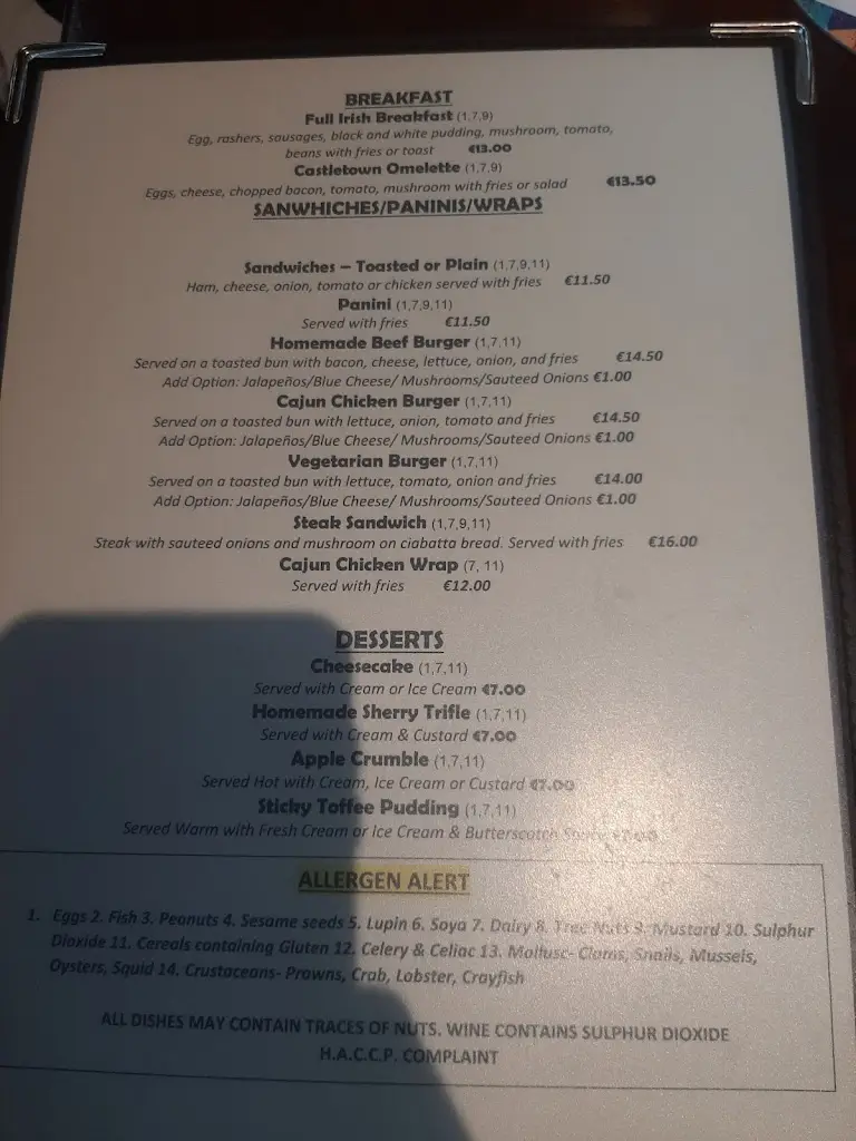 Menü_The Castletown Inn_Celbridge_Bild_3