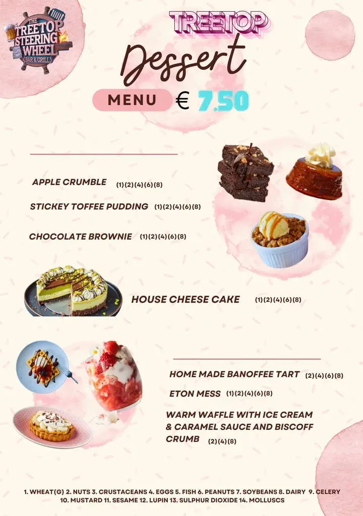 Menü_THE TREETOP / STEERING WHEEL BAR & Grill_Clondalkin_Bild_2