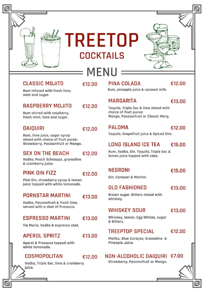 Menü_THE TREETOP / STEERING WHEEL BAR & Grill_Clondalkin_Bild_4