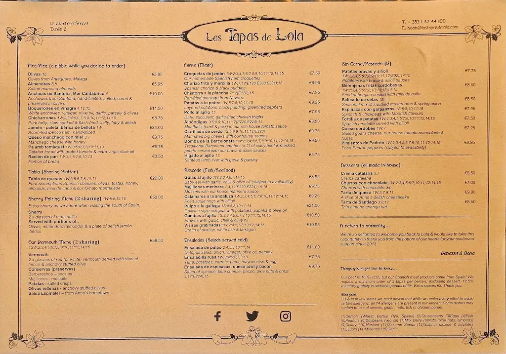 Menu_Las Tapas De Lola_Dublin_image_1