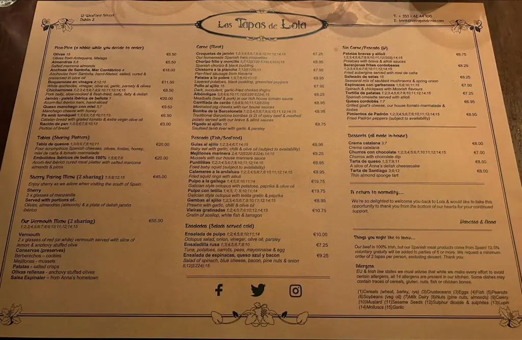 Menu_Las Tapas De Lola_Dublin_image_2