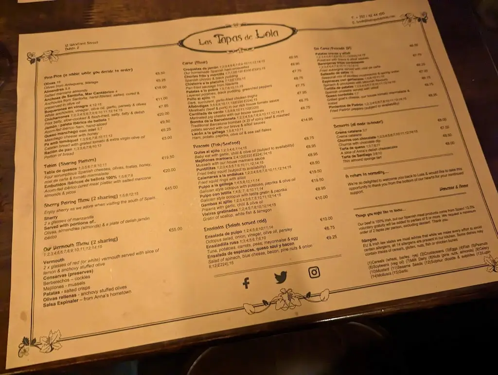 Menu_Las Tapas De Lola_Dublin_image_3