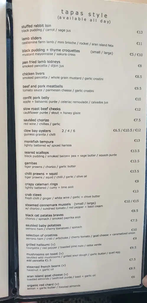 Menu_BlackCat - wine - tapas - rooms_Bearna_image_4