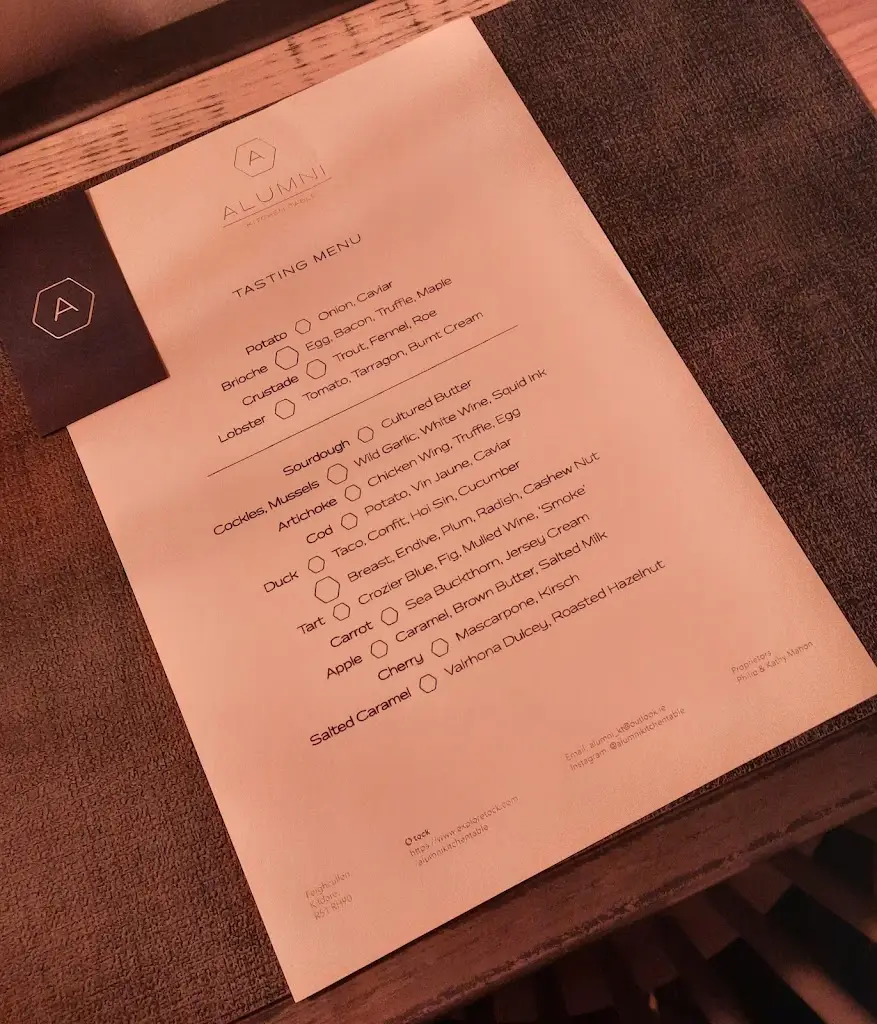 Menu_Alumni Kitchen Table and Rooms_Derrinturn_imagen_1