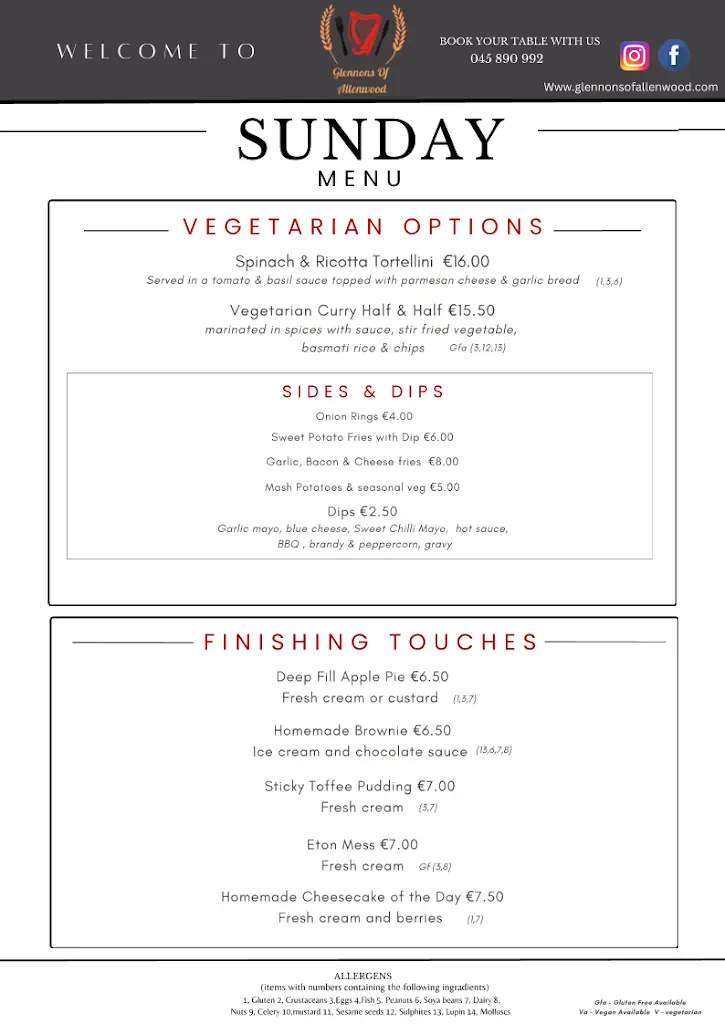 Menu_Glennons Cafe, Bar Restaurant, Beer Garden & Takeaway_Derrinturn_image_3